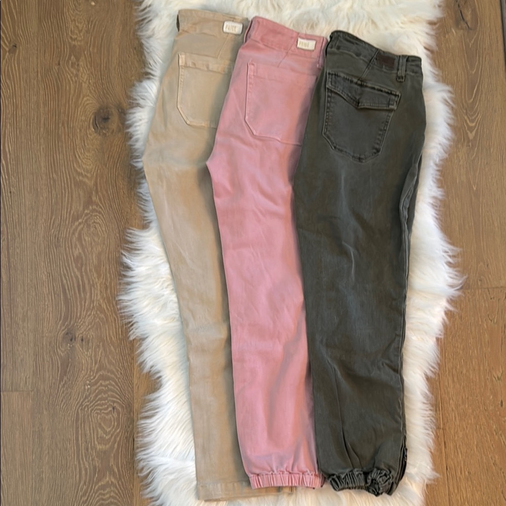 PAIGE Women Jeans Straight Leg - Tan, Pink, Gray